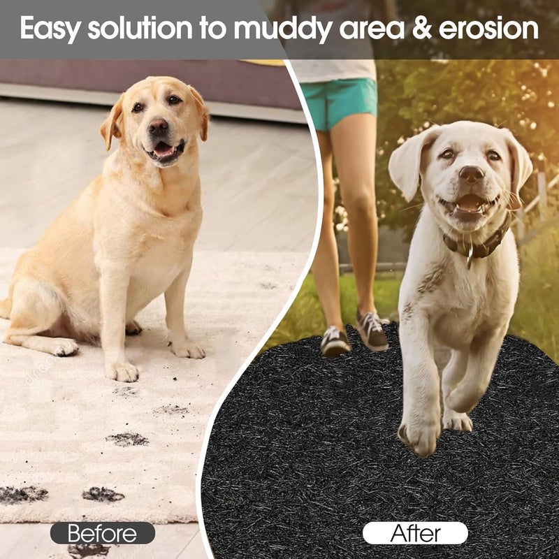 Harmiden Store Recycled Rubber Mulch Mat Roll Black Permanent Mulch Walkway Pathway for Landscaping Outdoor 8' x 2' - Image 4